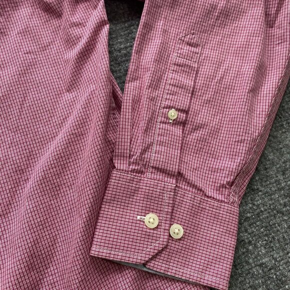 Banana Republic Shirt Mens Large Red Dress Plaid Button Up Preppy Causal Hipster - Picture 5 of 11